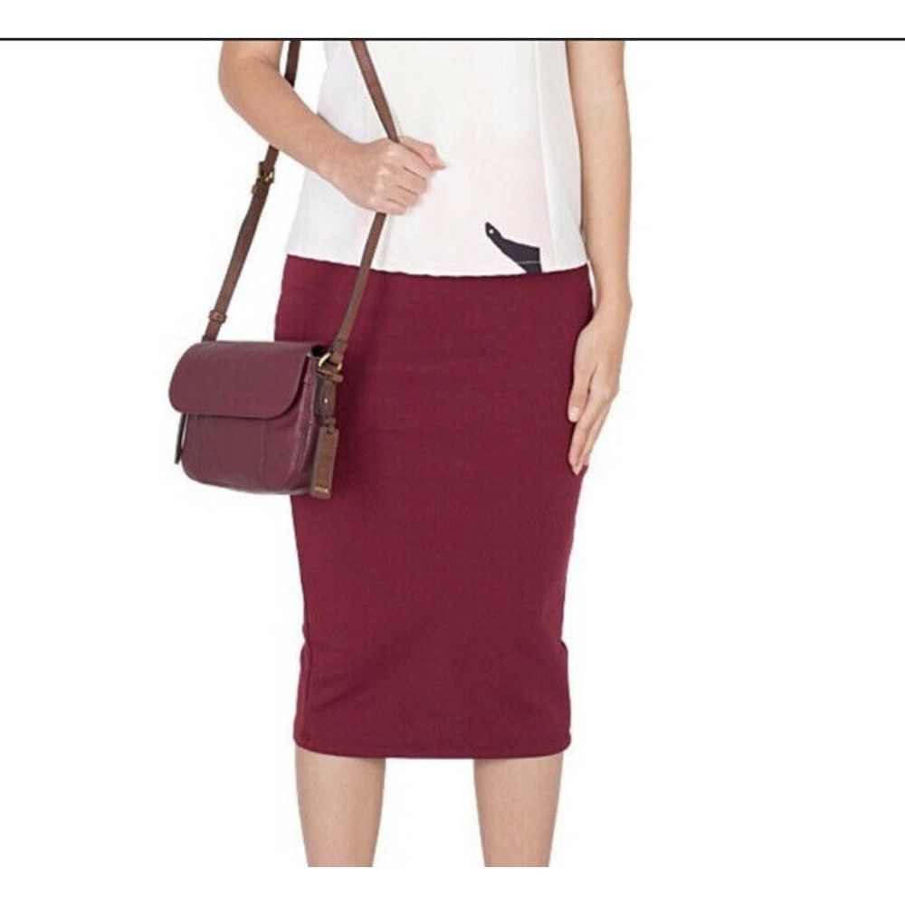 Fossil Molly Flap Crossbody Purse Leather Wine Red